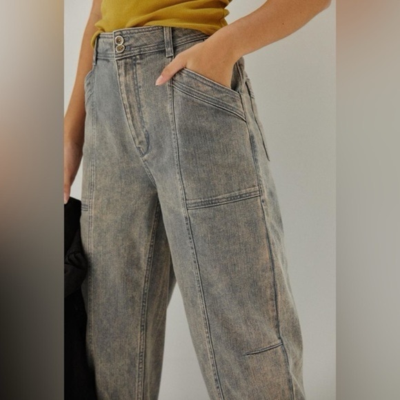 Anthropologie Pilcro Grey High Rise Seamed Darted Straight Leg Jean - Picture 2 of 12